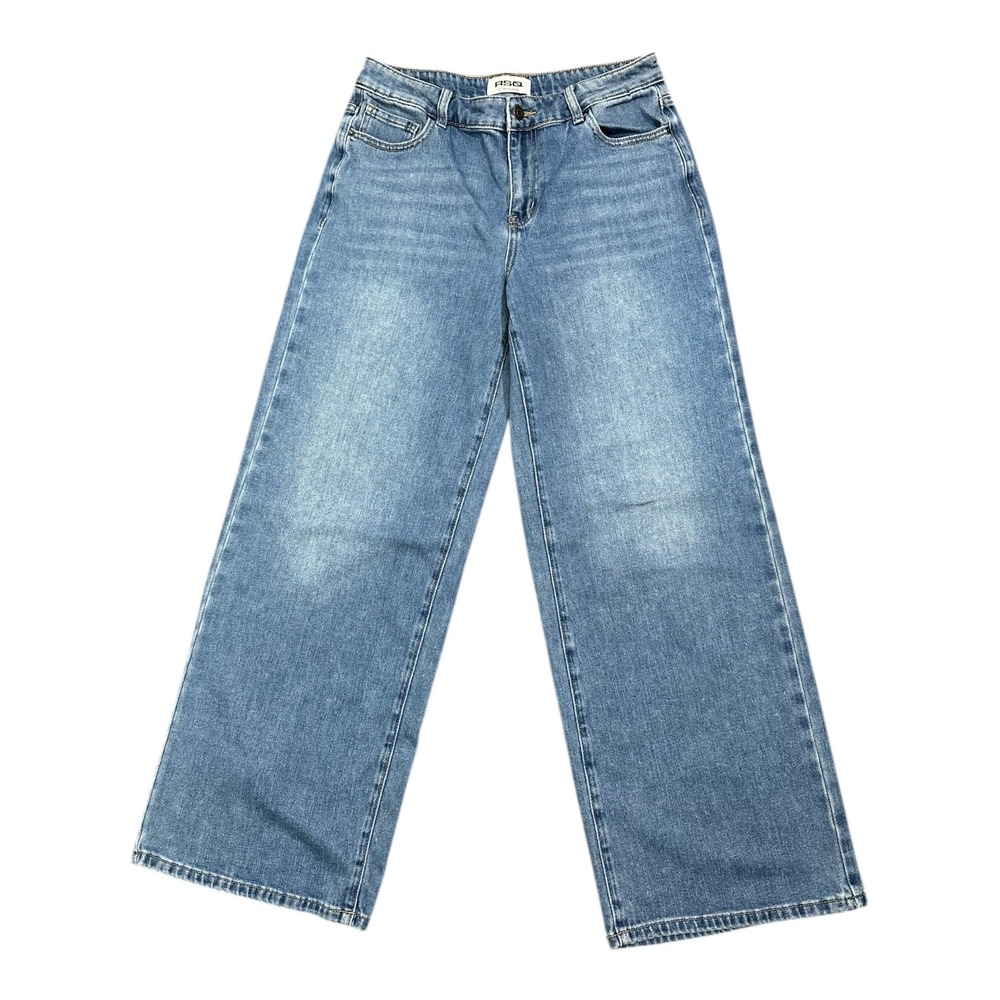 RSQ Women's Mid Rise Wide Leg Jeans Light Wash Blue Denim Size 27 Relaxed Fit